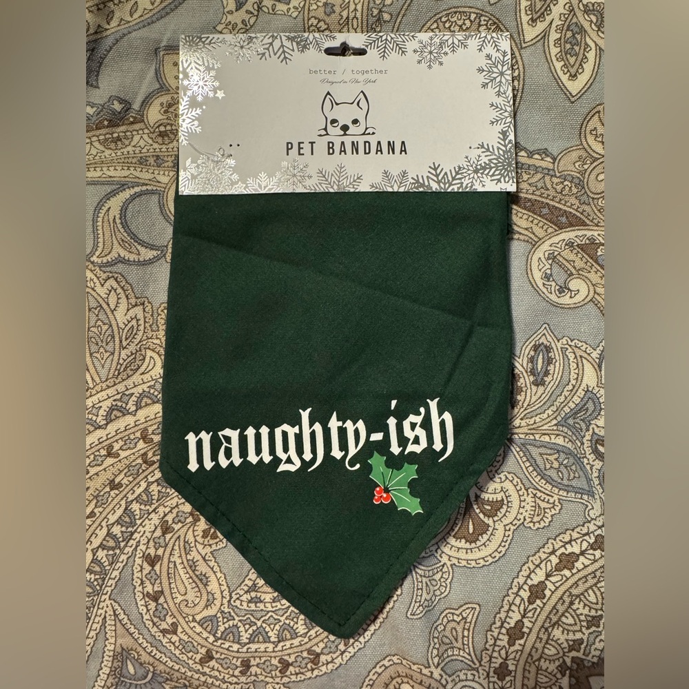Pet Better Together Holiday Bandana Naughty-ish Green